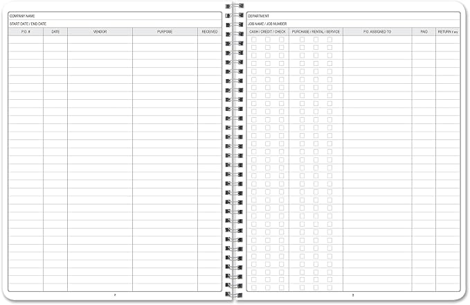 BookFactory Purchase Order Log Book PO Record Book Inventory Purchase Notebook - Image 3