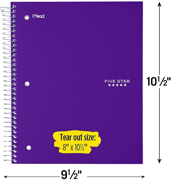 Five Star Spiral Notebook + Study App, 5 Subject, Wide Ruled Paper, 200 Sheets - Image 2
