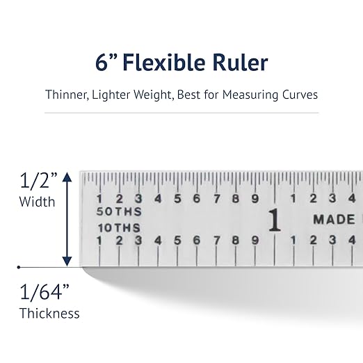 PEC Tools 6"/150mm Flexible Metal Ruler, High-Quality Machinist Ruler, Satin - Image 6