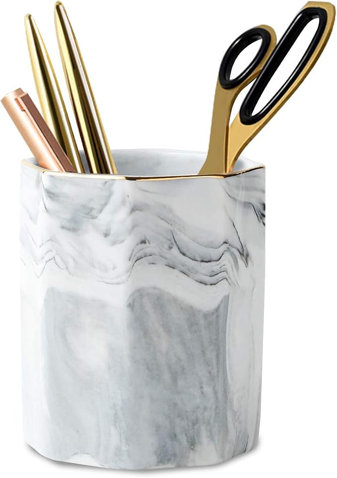 Pen Holder, Pencil Holder for Desk, Practical Ceramic Pencil Organizer by WAVEYU