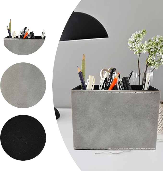 Pen Pencil Holder Cup Container Leather Desk Organizer Stand Decor Brush - Image 2