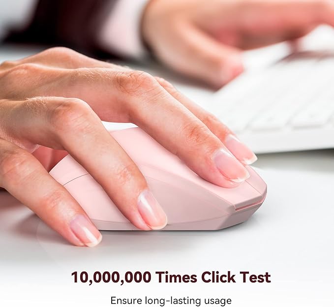 TECKNET Bluetooth Mouse, 4800 DPI Wireless Mouse, 2-Year Battery 6 Adjustable DPI, 6 Buttons Compatible with Laptop/Windows/Computer - Pink-DeskLoop Office