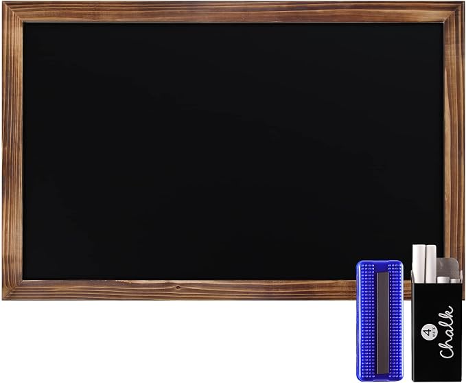 HBCY Creations 11" X 17" Torched Brown Solid Wood Frame Wall Chalkboard by HBCYCreations