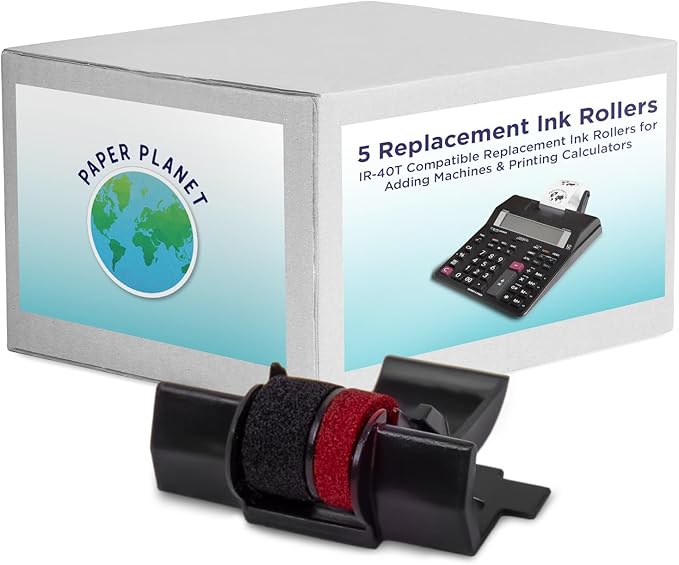 Red and Black Printing Calculator Ribbons Compatible with IR40T by Paper Planet | Replacement Adding Machine Ink Ribbon Compatible with Select Canon, Casio, Sharp, and Victor IR40T | 5 Pack-DeskLoop Office