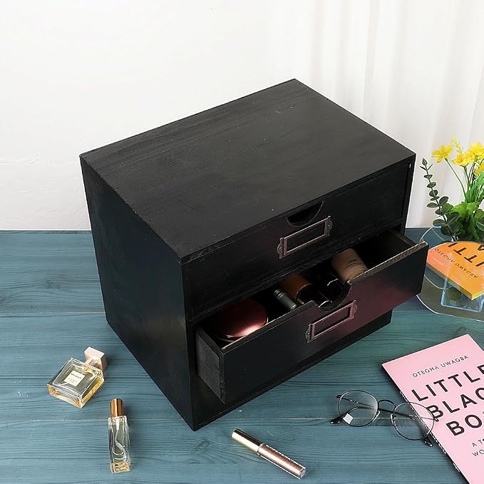 Wooden Storage Box Rustic Desktop Organizer - Image 5