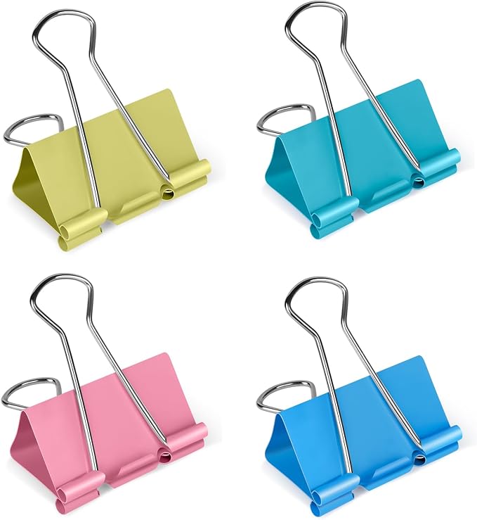 Ufmarine Large Binder Clips 1.6 inch Length, Colorful Paper Clips Large by Ufmarine