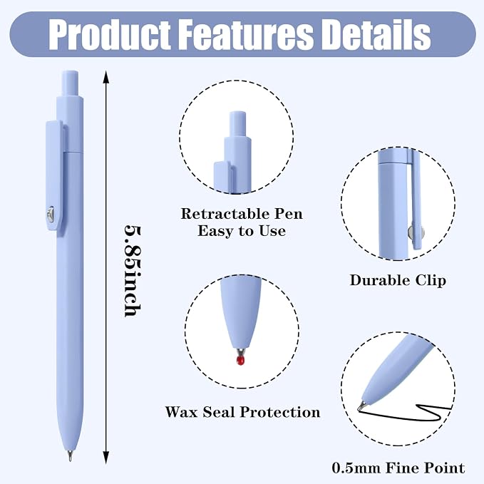 Vitoler Cute Pens, 8 Pack 0.5mm Fine Point Gel Pens - Image 5