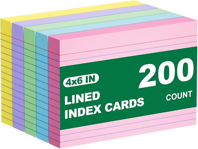 4x6 Index Cards, Colored Notecards 4 x 6 Index Card Single-Side Lined Flash by AIFLYAN