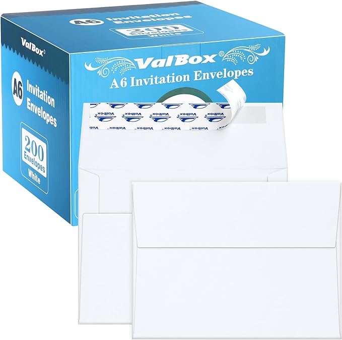 ValBox A6 Envelopes Self Seal 6.5 x 4.75" White Kraft Paper Invitation Envelopes by ValBox