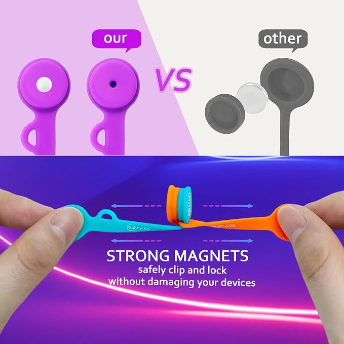 SUNFICON 18 Pack Magnetic Cable Clips Cable Organizers Earbuds Cords Winder - Image 2