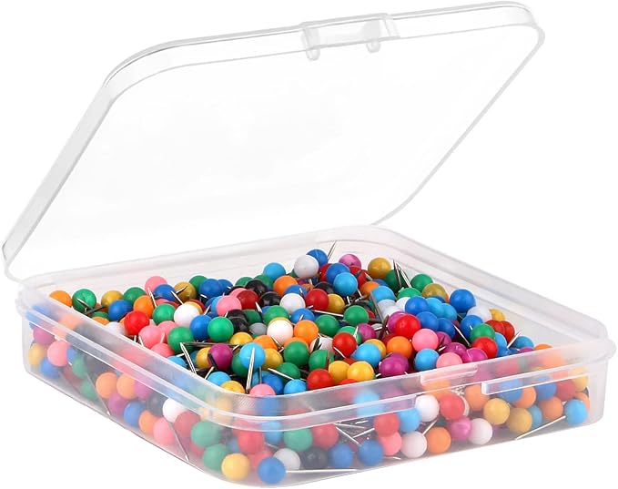 Map Tacks 1/8-Inch Assorted Color Beads Head Map Marking Push Pins by Yalis