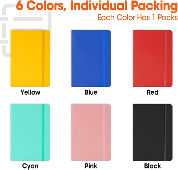 6 Pack Lined Journal Notebook for Work, 200 Pages, Medium 5.5" x 8.3", A5 - Image 3