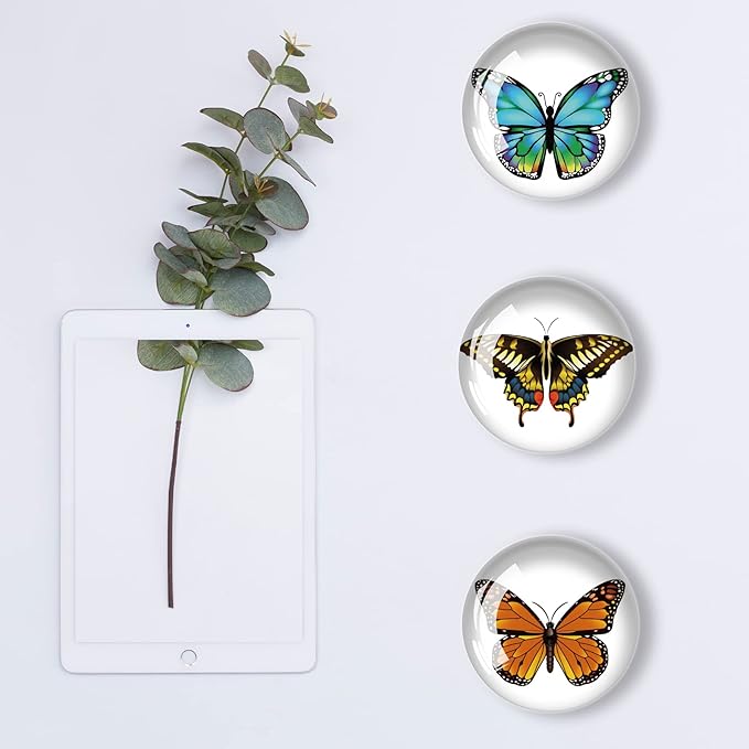 12Pcs Glass Strong Refrigerator Magnet Fridge Sticker,Butterfly Crystal Fridge Magnets Decoration for Crafts,Strong Fridge Magnets for Kitchen, School,Office Whiteboard, Cabinet and Dishwasher-DeskLoop Office