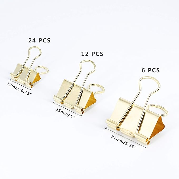 Gold Binder Clips Paper Clamps - Image 2