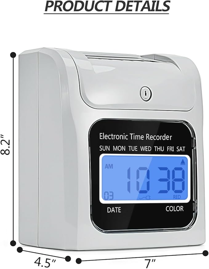 Time Clock Bundle with 200 Time Cards, 4 Ink Ribbons, 2 Ten-Slot Time Card Racks, & 2 Security Keys, Auto-Align Employee Time Clocks for Small Business-DeskLoop Office