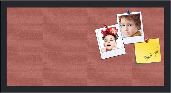 PinPix 24x12 Inch Cork Bulletin Board. This Decorative Framed Pin Board Comes with Crimson Pastel Design and a Satin Black Frame. Ideal for Home Office Decor or Message Board (PinPix-1807)-DeskLoop Office