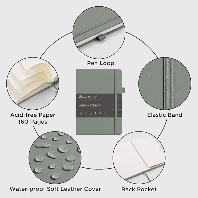 &And Per Se Lined Journal Notebook, 160 Pages, A5 5.7 x 8 inches College Ruled - Image 4
