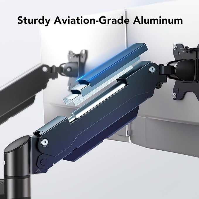HUANUO Dual Monitor and Laptop Mount for Max 32” Monitor and 17” Laptop, Adjustable Spring Arm with Tilt, Swivel and Rotation, Dual Monitor and Notebook Stand with VESA Bracket 75/100 mm-DeskLoop Office