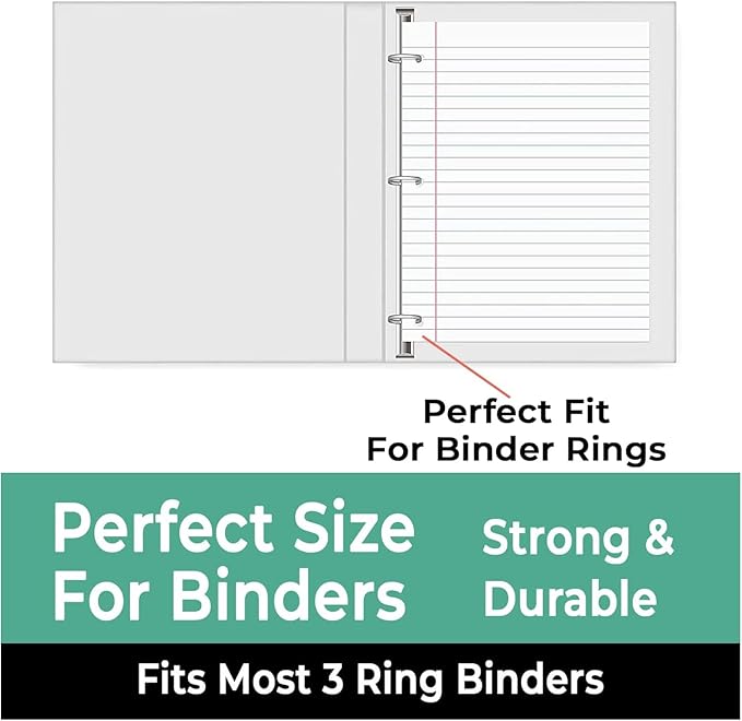 Loose Leaf Paper, 450 Sheets, 3 Pack, College Ruled Paper, 8" x 10.5", Bulk Office Filler Paper, 3 Hole Punched, 150 Sheets/Pack, 56 gsm Paper, College Ruled Notebook Paper for Binder, White-DeskLoop Office