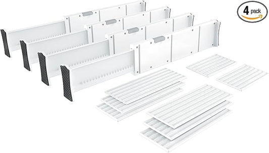 KABUM Upgrade Adjustable Drawer Divider Organizer Clothes Dresser Organizer,Expandable Organization for Home, Office,2.8" High Expandable from 11.7" to 18.5",4 Dividers with 6 Long and 2 Short Inserts-DeskLoop Office