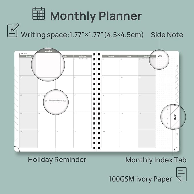 POPRUN 2026-2027 Academic Weekly Planner, Large 8.5" x 10.5" Horizontal Layout - Image 4