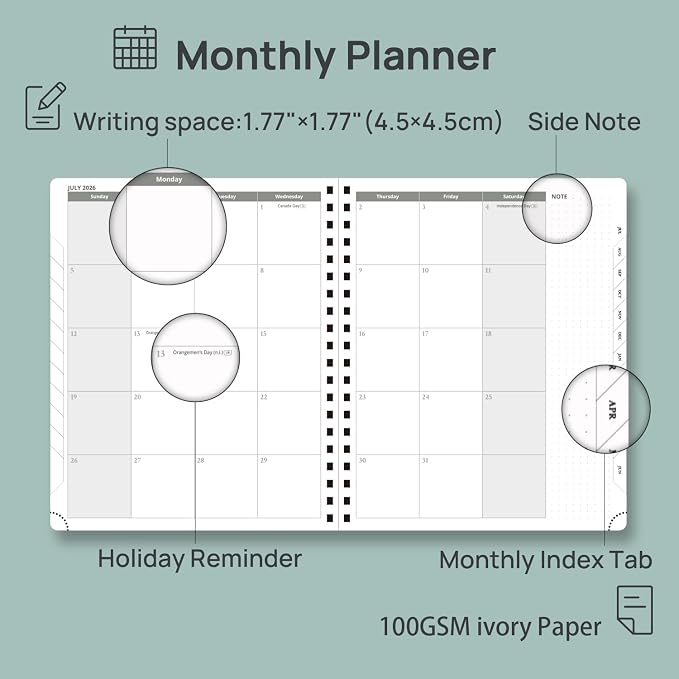 POPRUN 2026-2027 Academic Weekly Planner, Large 8.5" x 10.5" Horizontal Layout - Image 4