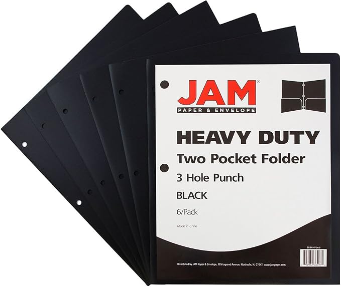 JAM PAPER Heavy Duty Plastic 3 Hole Punch Pocket Folders - Image 2