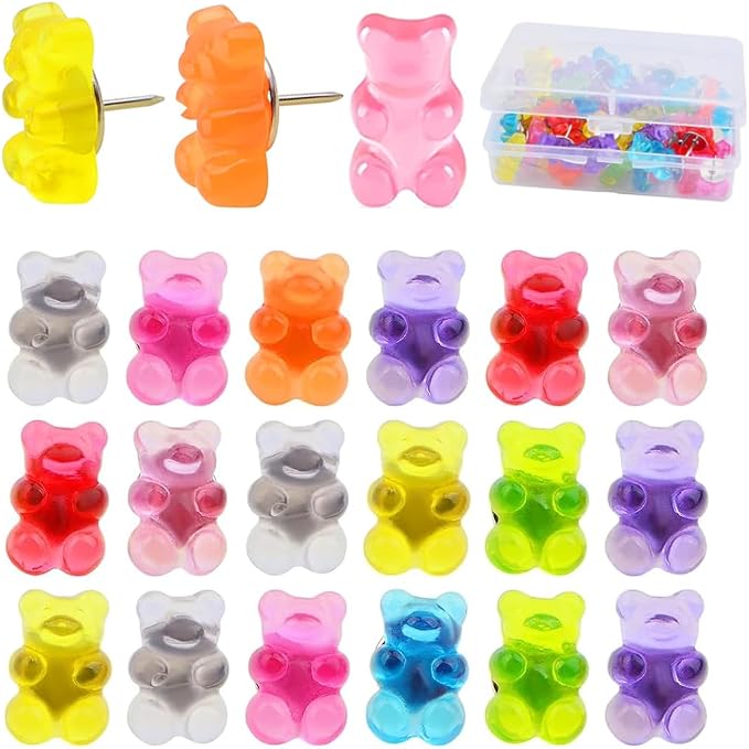 25Pcs Gummy Bear Cute Decorative Push Pins, Bulletin Board Tacks, Cork Board by Unknown