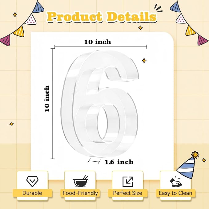 Ledido 10’’ Acrylic Number Charcuterie Board Box, Reusable Fillable Serving Tray - Image 3