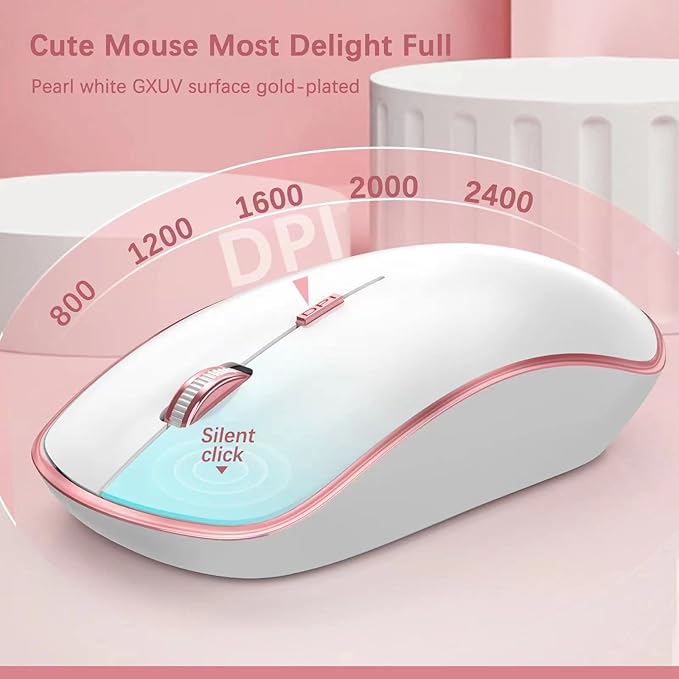 J JOYACCESS Wireless Keyboard Mouse Combo,Typewriter Keyboard Wireless, Portable Pink Wireless Keyboard for Computer/Laptop/Windows/Mac-DeskLoop Office