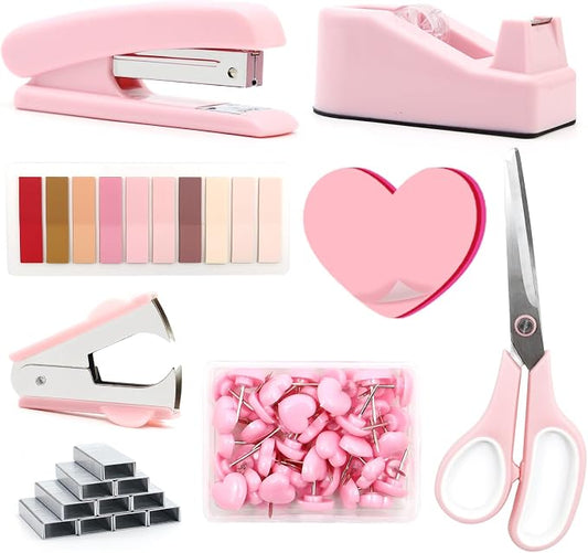Pink Stapler and Tape Dispenser Set by sportsvoutdoors