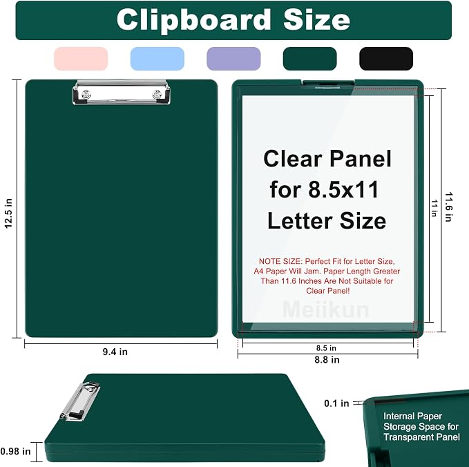 Meiikun Clipboard with Storage, Plastic Clip Boards 8.5x11 Folder with Clear - Image 4