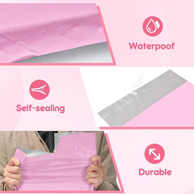 Fuxury Poly Mailers 12x15.5" 300PC Pink Shipping Bags - Image 5