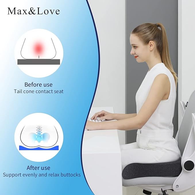 Memory Foam Seat Chair Cushion for Relieves Back Sciatica Pain Tailbone Pain - Image 2