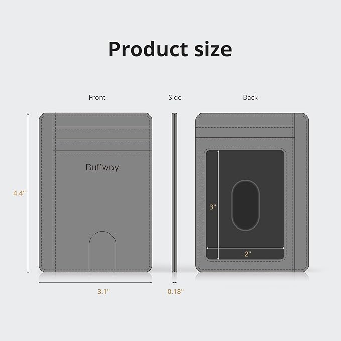 Buffway Slim Minimalist Front Pocket RFID Blocking Leather Wallets - Image 8