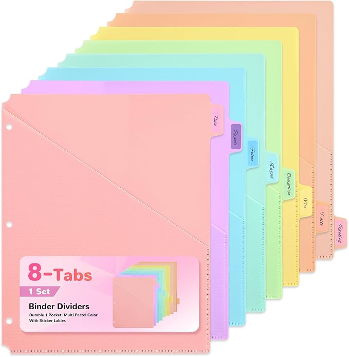 SUIN 8 Tab Binder Dividers by SuinOffice