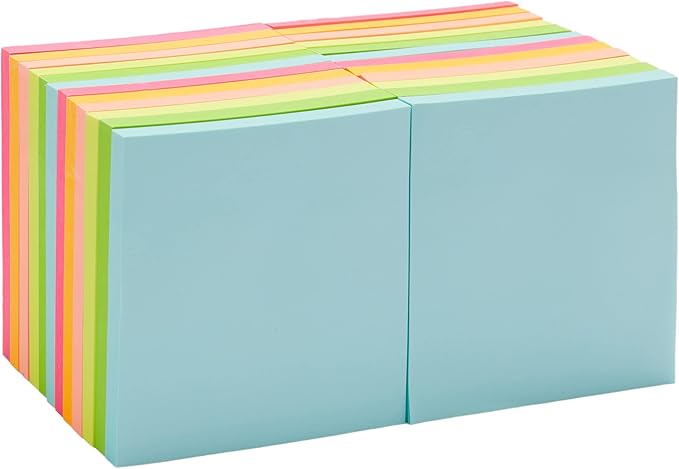 Amazon Basics Square Sticky Notes, Office Supplies for Desk, 3-x-3-inch, 24-Pack, Assorted Colors-DeskLoop Office