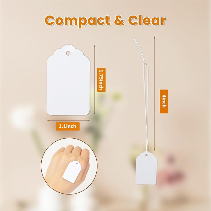 2000 PCS White Price Tags, 1.75 x 1.1 Inches, Goefun Gift Tags - Image 2