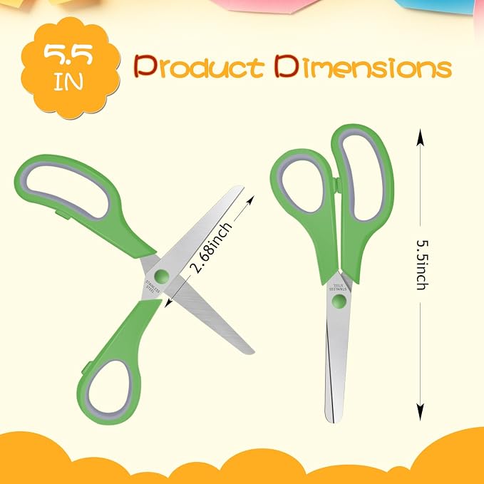 24 Packs 5.5" Kids Small Scissors Set, Blunt Tip Craft Paper Scissors Bulk - Image 3