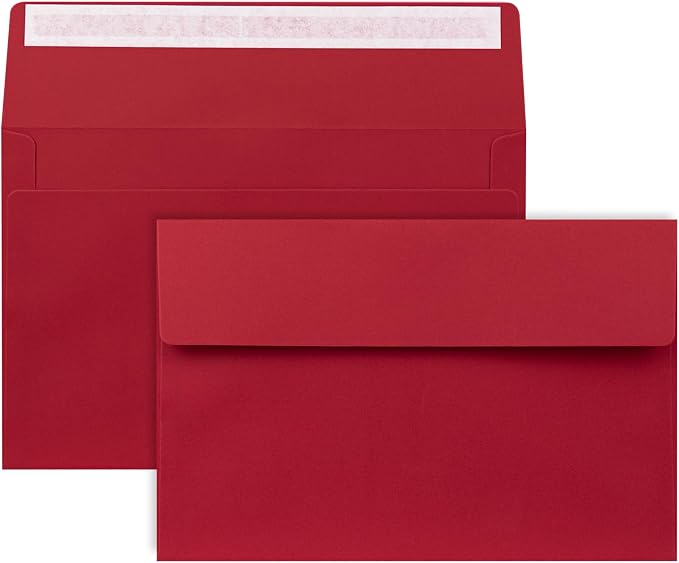 A9 Envelopes Red 5.75x8.75 Invitation Envelopes Self Seal Pack of 50 Blank by AZAZA