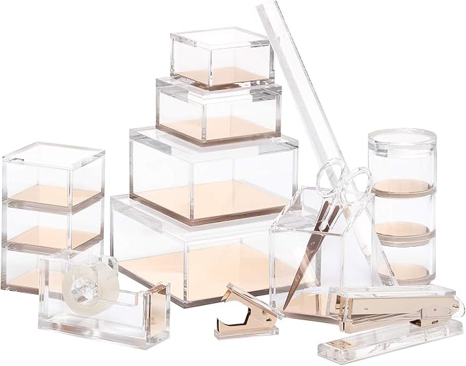 OfficeGoods Acrylic Desk Organizer w/Gold Base – Functional & Elegant Odds & - Image 8