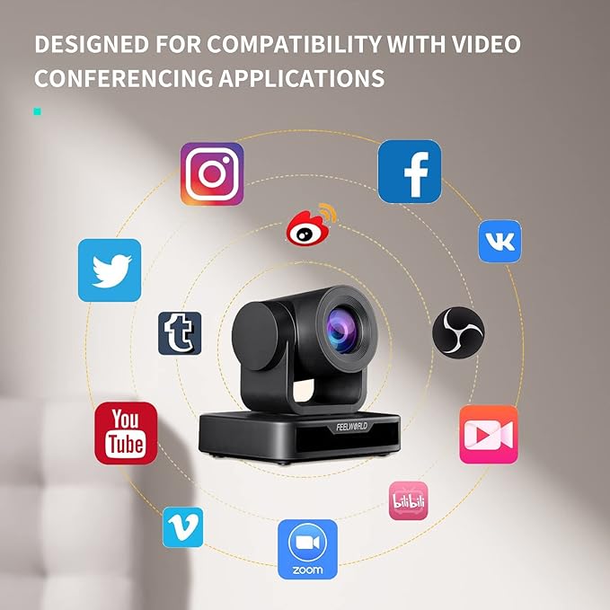 FEELWORLD USB10X USB PTZ Video Conference Camera with 10X Optical Zoom 1080P for Live Streaming Church Business Education Medical Conference Room Camera System-DeskLoop Office
