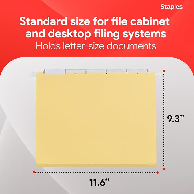 Staples Hanging File Folders, Letter Size, Durable Construction – 25/Box - Image 3