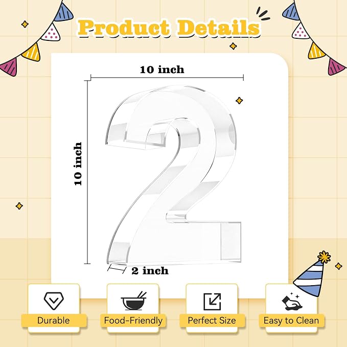 Ledido 10’’ Acrylic Number Charcuterie Board Box, Reusable Fillable Serving Tray - Image 3
