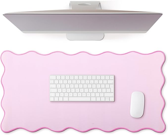 Hahafelt Scalloped Desk Mat Large Desk Pad Cute Coquette Table Mat Back to by Hahafelt