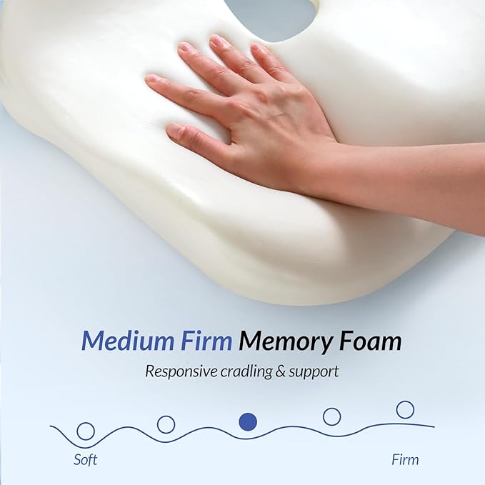 ZIKEE Pioneering Seat Cushion for Pressure Relief, Ergonomic Office Chair Cushion for Sciatica, Back, Hemorrhoids & Tailbone Pain Relief, High-Density Memory Foam Car Seat Cushion with Anti-Slip Base-DeskLoop Office