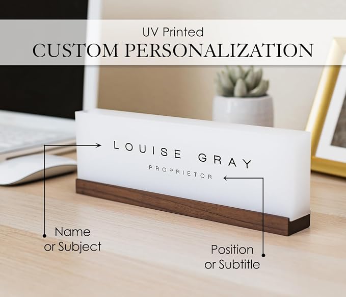 Personalized Acrylic Name Block w/Wooden Base - Image 3