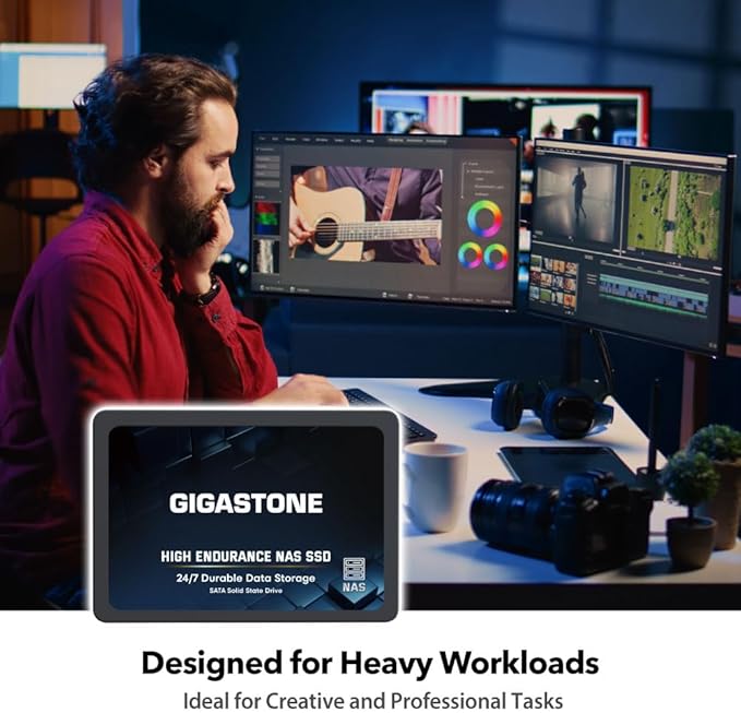 Gigastone 512GB NAS SSD Drive (2-Pack) 24/7 Durable TLC High Endurance RAID Data Storage Network Attached Storage 2.5" SATA Internal Solid State Hard Drives-DeskLoop Office
