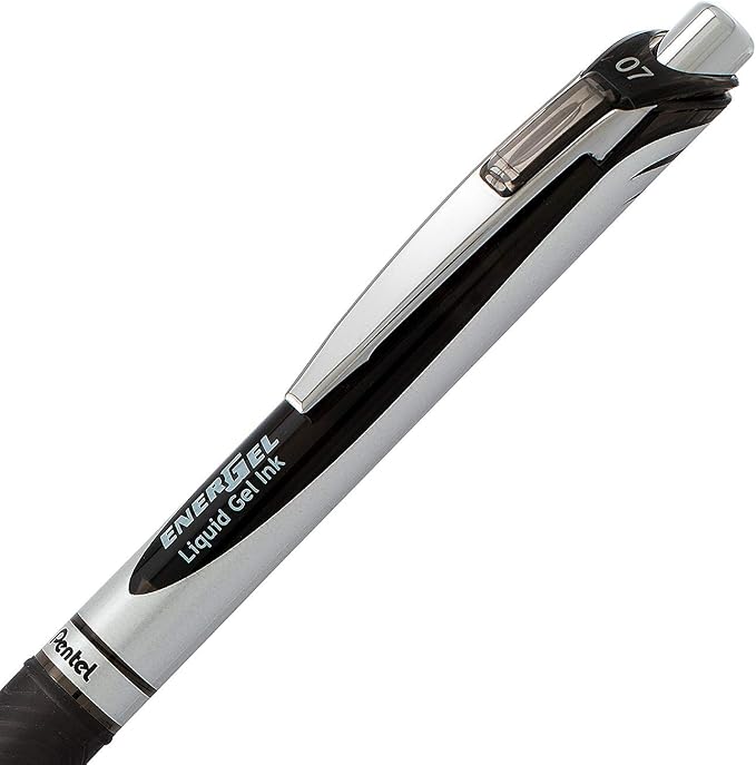 Pentel Energel 0.7 mm Rtx Retractable, 6 Black & 6 Blue Ink Pens Metal Tip - Image 4