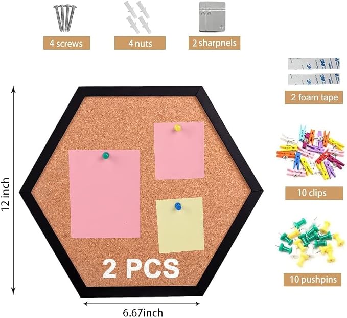 Cork Bulletin Board for Walls, 1/2" Thick Hexagon Pin Board for Walls - Image 4